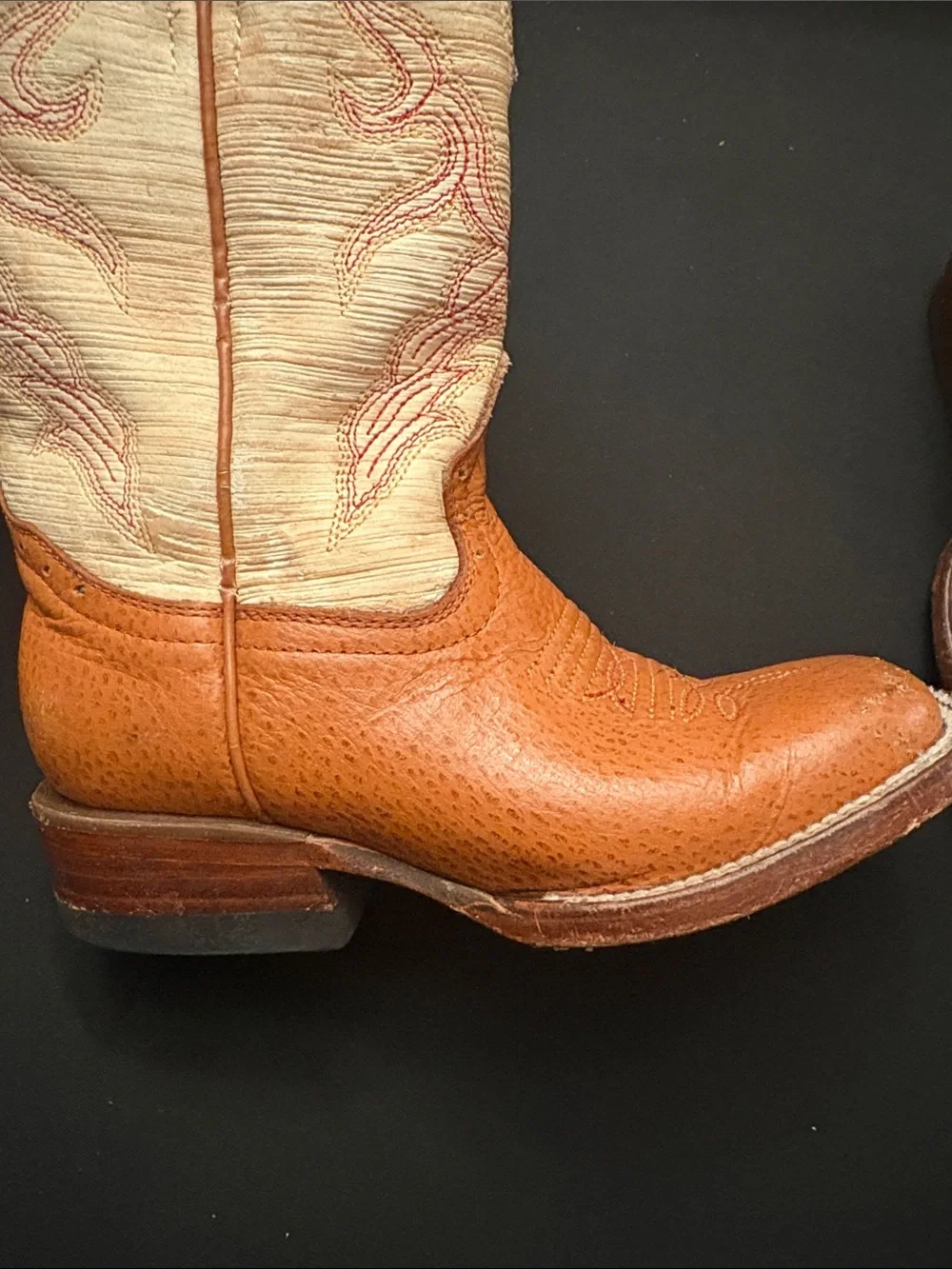 Leather Mexican Tan & Cream Western Cowboy Boots size N18